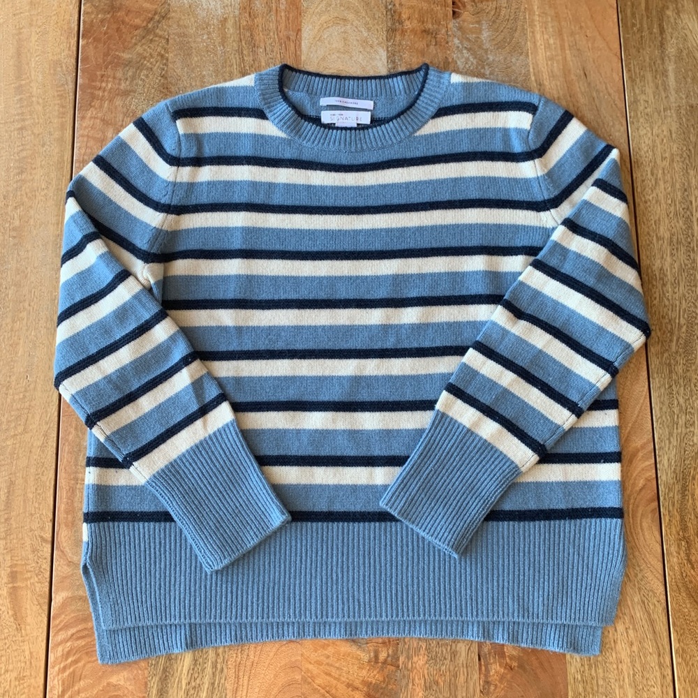 Nordstrom Signature Stripe Cashmere High/Low Sweater | Size M